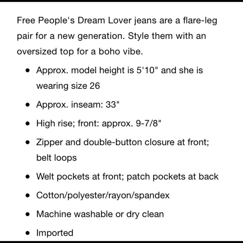 Free People Dream Lover Flare Jeans High Rise NWT - Picture 5 of 5